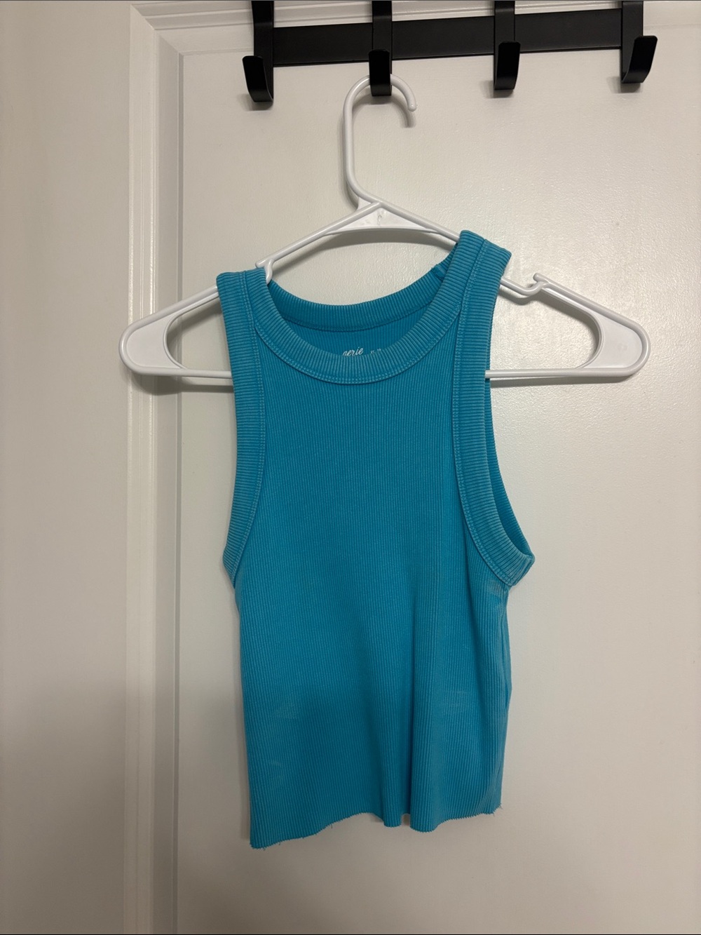 aerie Ribbed Tank Top in Teal Blue